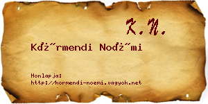 Körmendi Noémi névjegykártya