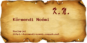 Körmendi Noémi névjegykártya